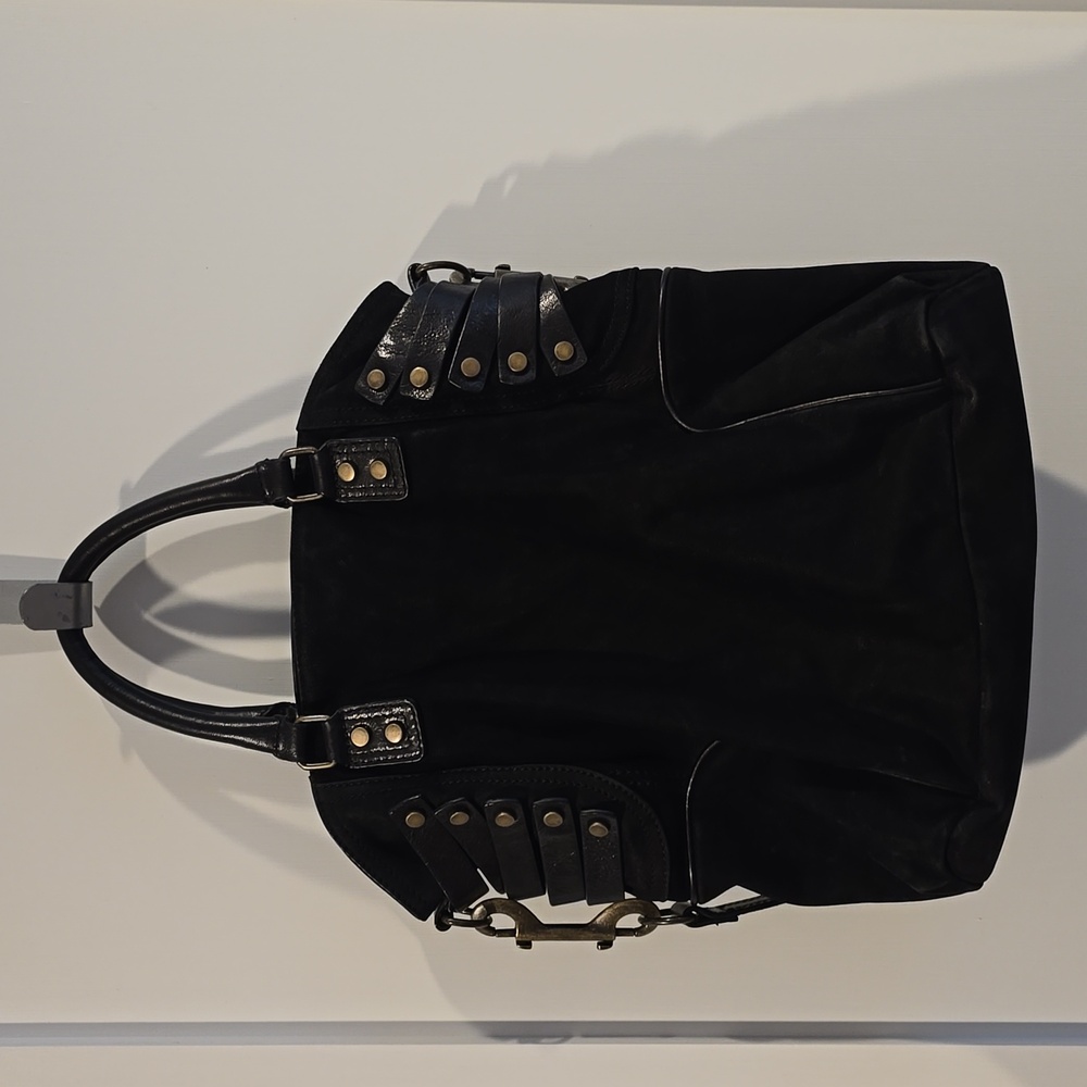 CYNTHIA VINCENT (Anthropologie) large Suede Shoulder Hobo/Tote Bag in Black - Picture 5 of 8